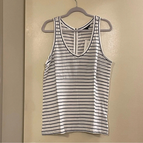 BANANA REPUBLIC Striped Sleeveless‎ Zip Back Tank - Picture 1 of 5